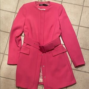 Zara Women's Vibrant Pink Trench Coat